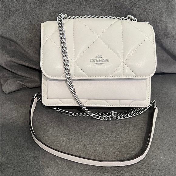 Coach Klare Quilted White Crossbody Bag with Silver Chain NWOT - Picture 1 of 12